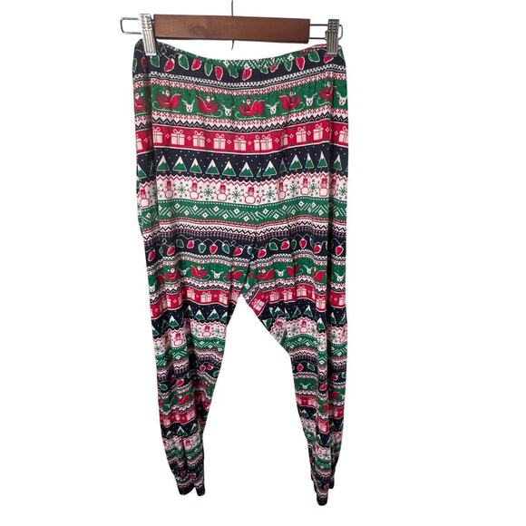 PLACE, Glo Christmas Fair-isle Cotton stretch Pajamas Joggers- Unisex Adult XL - Picture 1 of 8